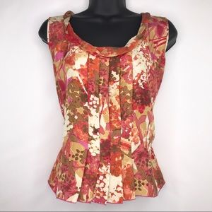 Sigrid Olsen 100% silk floral pleated blouse
